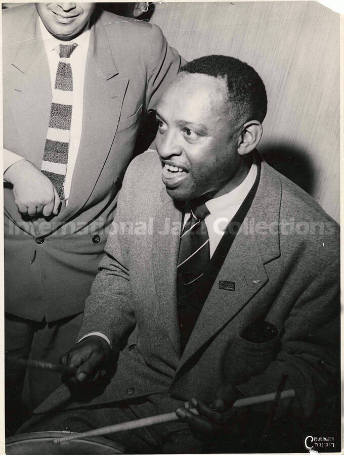 9 x 7 inch photograph. Lionel Hampton on the drums