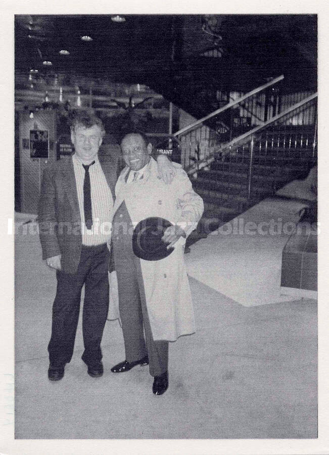 7 3/4 x 5 1/2 inch photograph. Lionel Hampton with Christian Dupin. This is a photocopy of a photograph