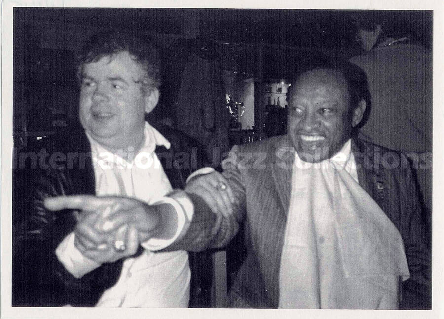 5 1/2 x 7 3/4 inch photograph. Lionel Hampton with Christian Dupin. This is a photocopy of a photograph