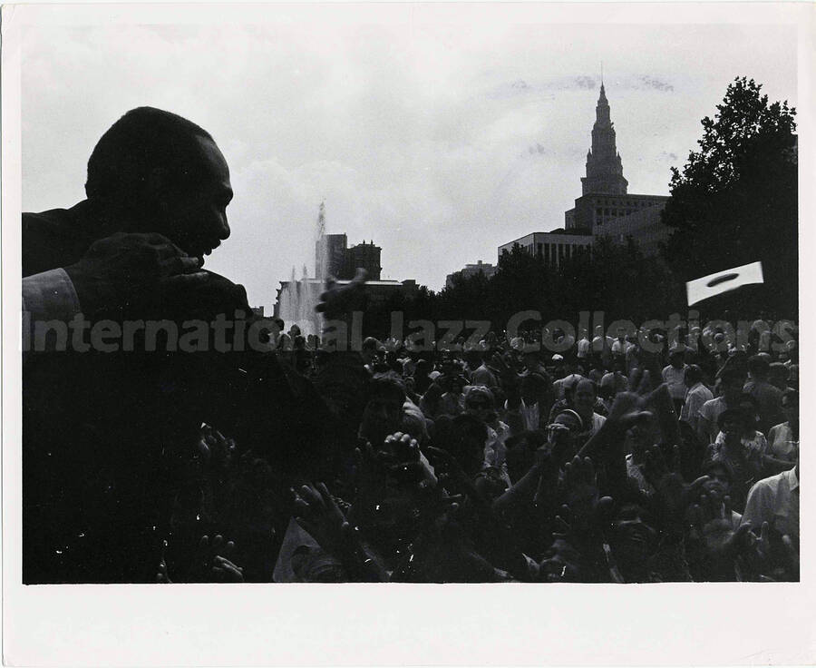 8 x 10 inch photograph. Lionel Hampton at an outdoor concert