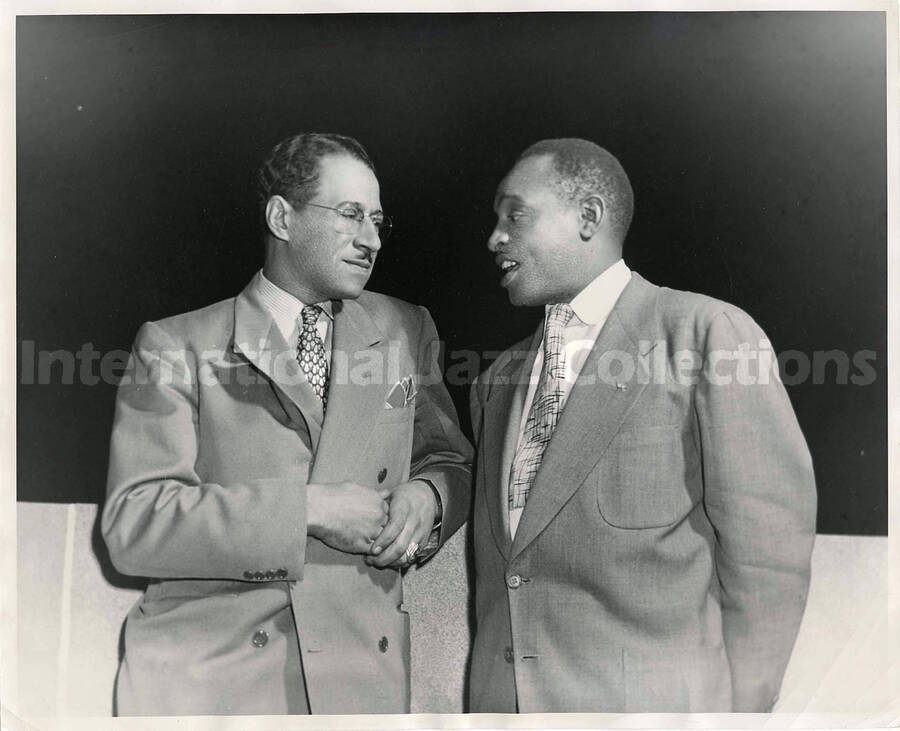 8 x 10 inch photograph. Lionel Hampton with unidentified man