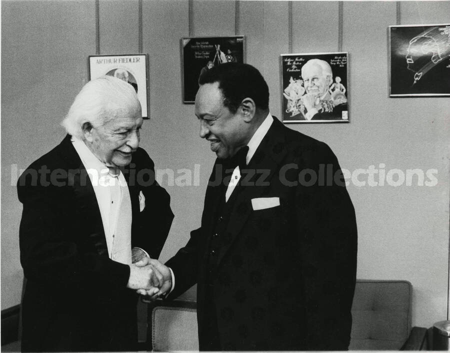 8 x 10 inch photograph. Lionel Hampton with Arthur Fiedler