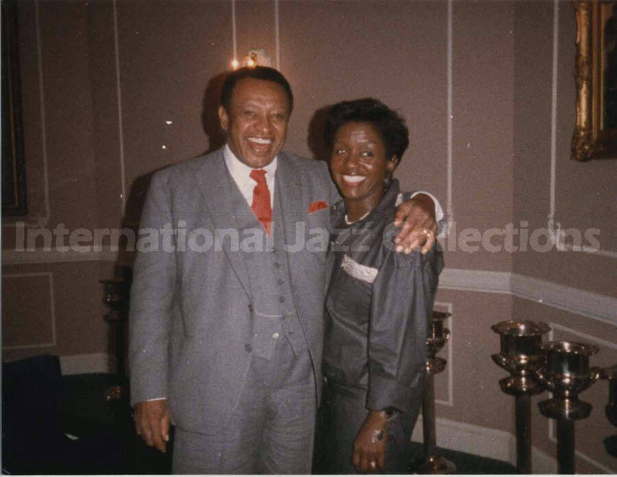 3 1/2 x 4 1/2 inch photograph. Lionel Hampton with unidentified woman