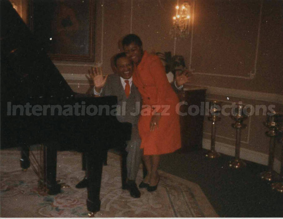 3 1/2 x 4 1/2 inch photograph. Lionel Hampton with unidentified woman