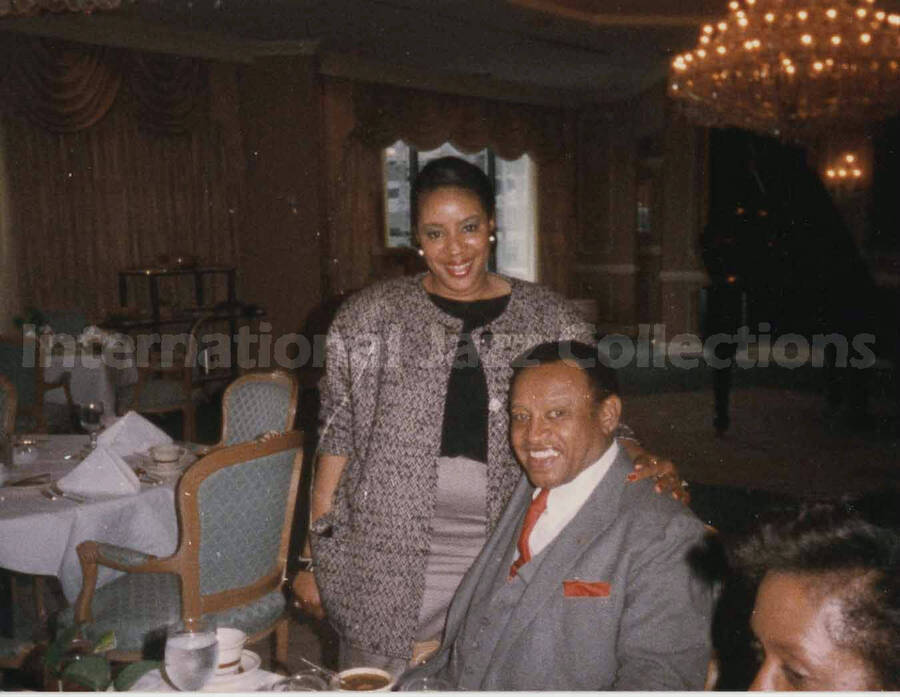 3 1/2 x 4 1/2 inch photograph. Lionel Hampton with unidentified woman