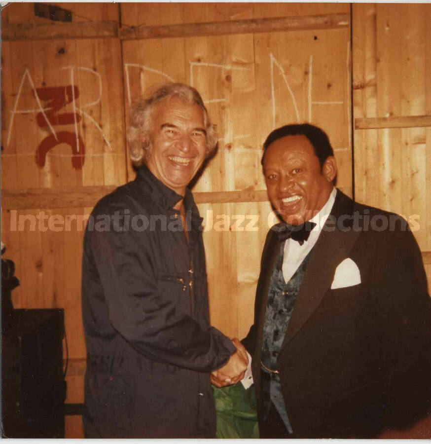 3 1/2 x 3 1/2 inch photograph. Lionel Hampton with Dave Brubeck