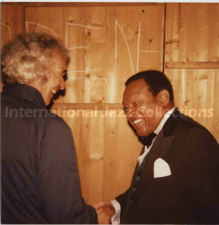 3 1/2 x 3 1/2 inch photograph. Lionel Hampton with Dave Brubeck