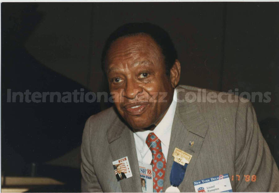 4 x 6 inch photograph. Lionel Hampton at the Republican National Convention, in New Orleans, LA