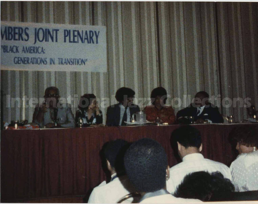 4 x 5 inch photograph. Lionel Hampton and unidentified members of the plenary of the Congressional Black Caucus entitled: Black America - Generations in Transition, at the Washington Hilton