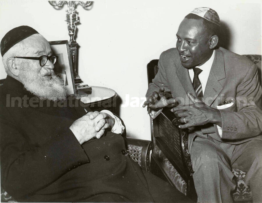 8 x 10 inch photograph. Lionel Hampton with a Rabbi