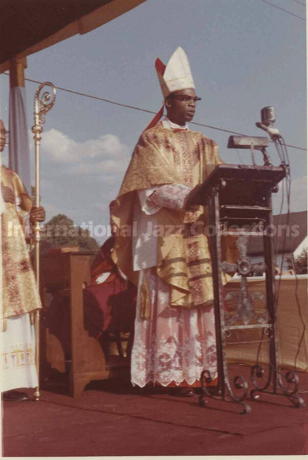 5 x 3 1/2 inch photograph. Stamped on the back of the photograph: Souvenir 48th Annual Convention Knights and Ladies of St. Peter Claver, Aug. 3-8, 1963, Indianapolis (ID)