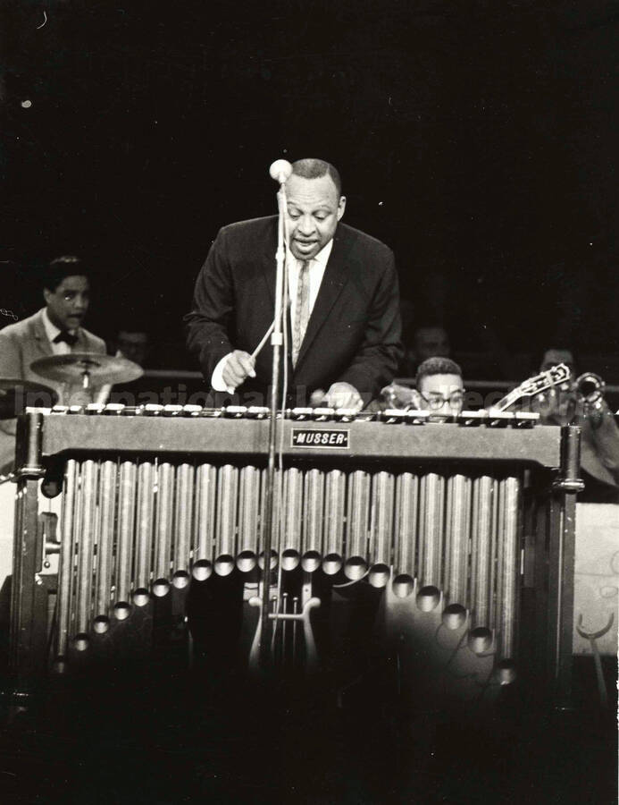 10 x 7 1/2 inch photograph. Lionel Hampton performing at the Deutschlandhalle, in Berlin