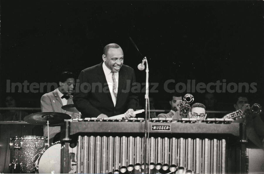 7 x 10 inch photograph. Lionel Hampton performing at the Deutschlandhalle, in Berlin