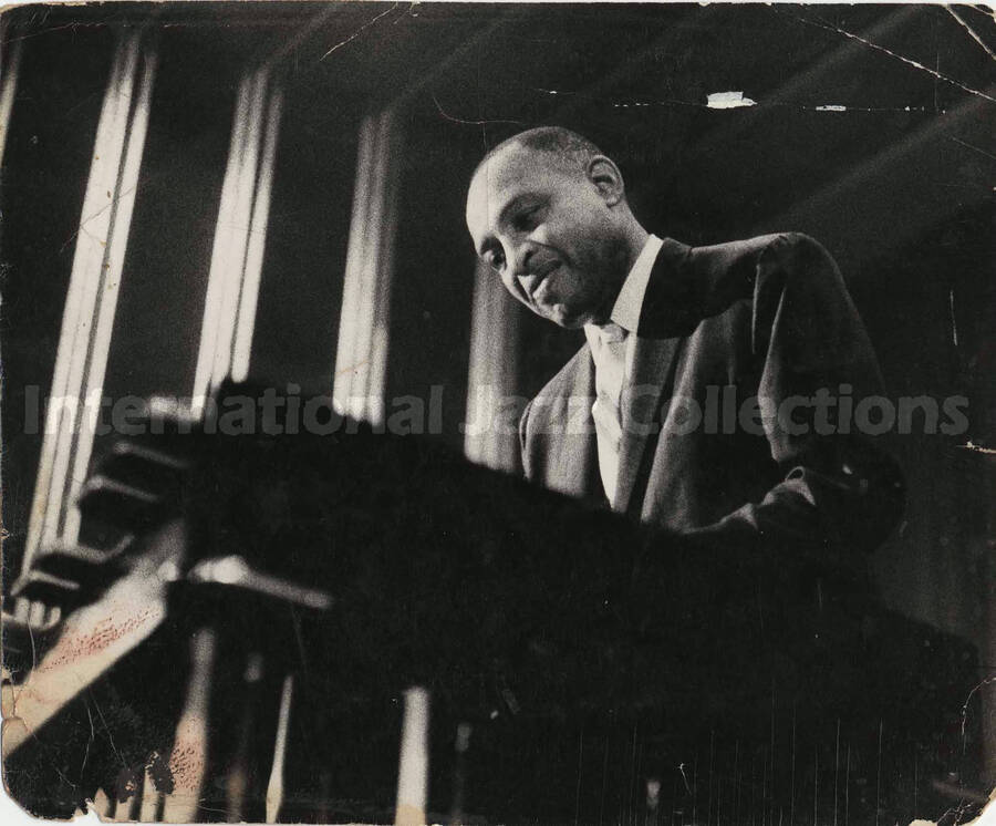 5 1/2 x 6 3/4 inch photograph. Lionel Hampton playing the vibraphone