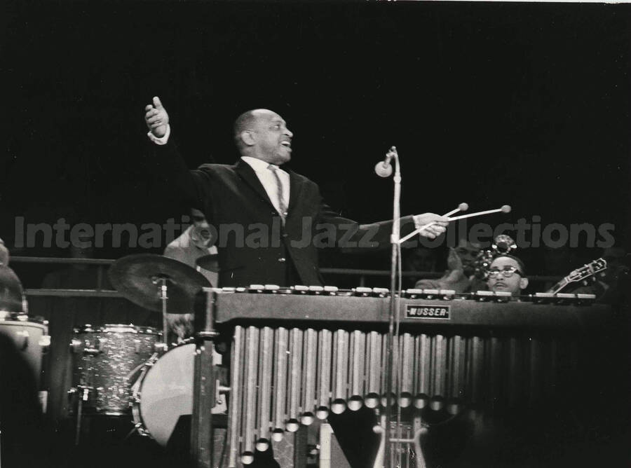 7 x 10 inch photograph. Lionel Hampton performing at the Deutschlandhalle, in Berlin