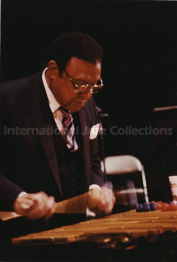 7 x 5 inch photograph. Lionel Hampton playing the vibraphone