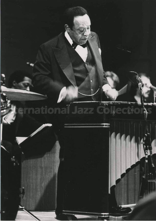 7 x 5 inch photograph. Lionel Hampton playing the vibraphone