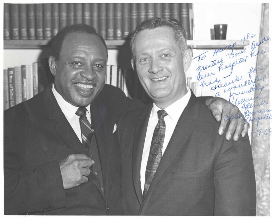 8 x 10 inch photograph. Lionel Hampton with Vernon Spencer. This photograph is dedicated to Lionel Hampton