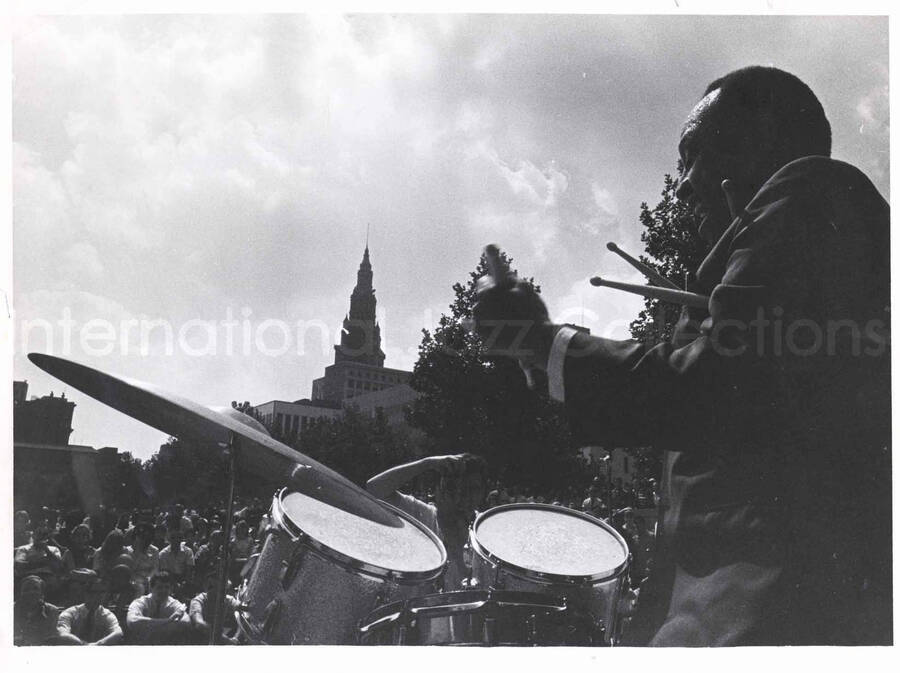 8 x 10 inch photograph. Lionel Hampton at an outdoor concert