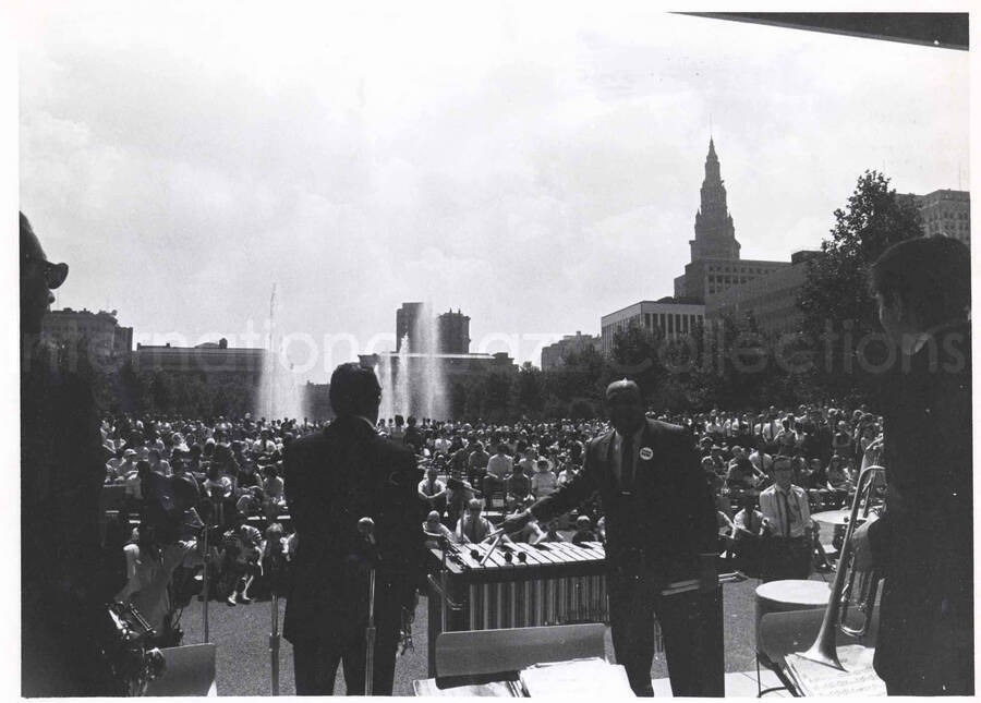 8 x 10 inch photograph. Lionel Hampton at an outdoor concert