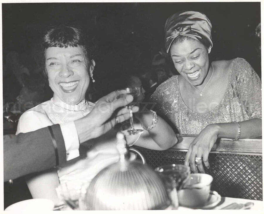 8 x 10 inch photograph. Gladys Hampton with Dinah Washington in Las Vegas. See contact sheets for more images of this event