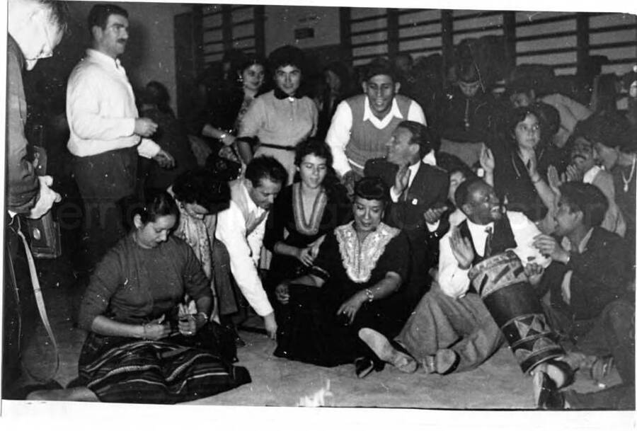 5 x 7 inch photograph. Gladys and Lionel Hampton with band in Israel