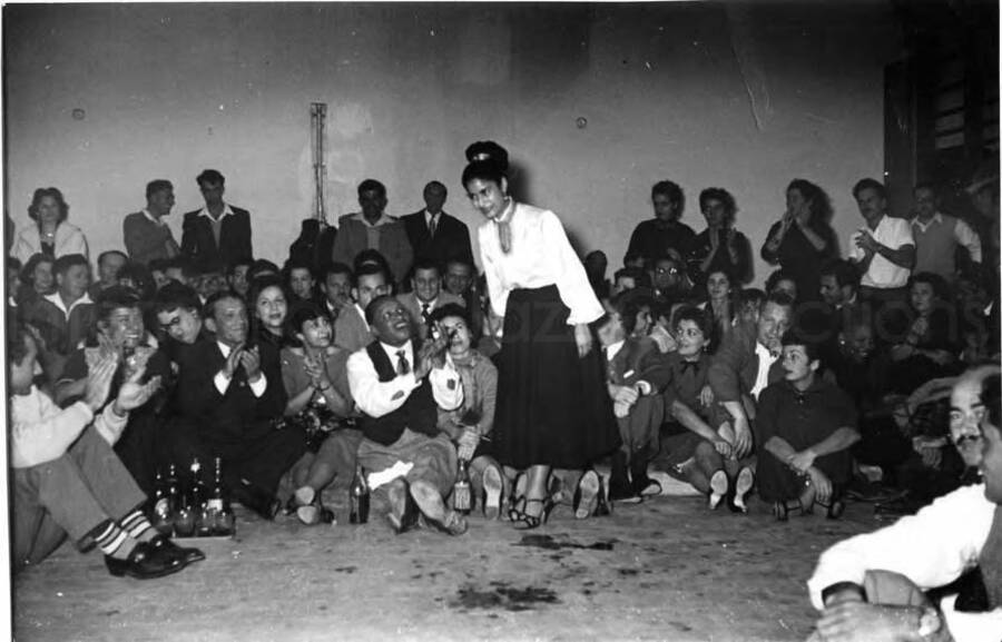 5 x 7 inch photograph. Gladys and Lionel Hampton with band in Israel