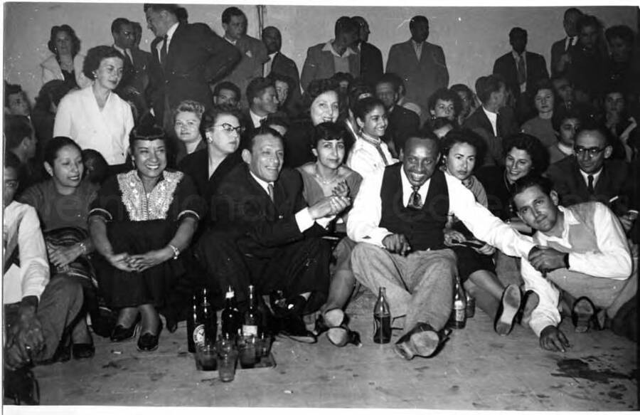 5 x 7 inch photograph. Gladys and Lionel Hampton with band in Israel