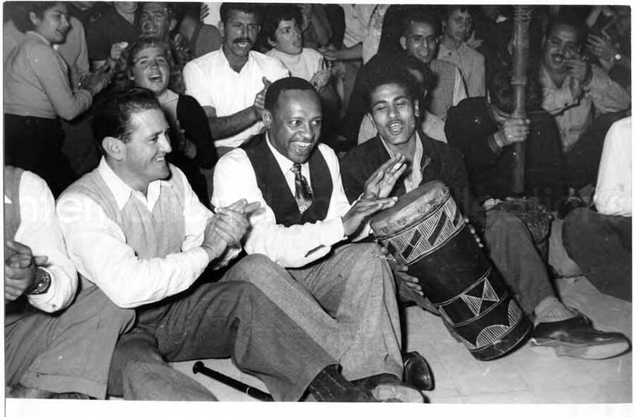 5 x 7 inch photograph. Gladys and Lionel Hampton with band in Israel