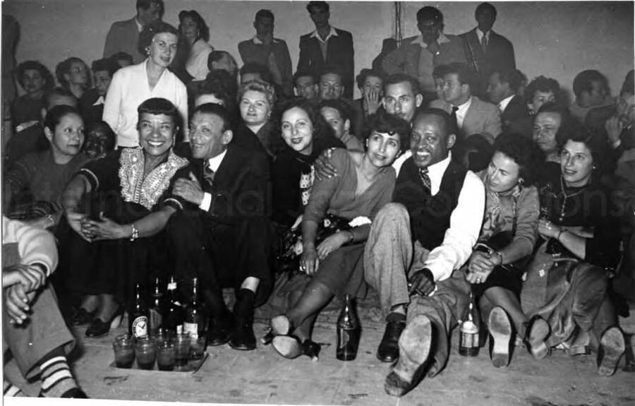 5 x 7 inch photograph. Gladys and Lionel Hampton with band in Israel