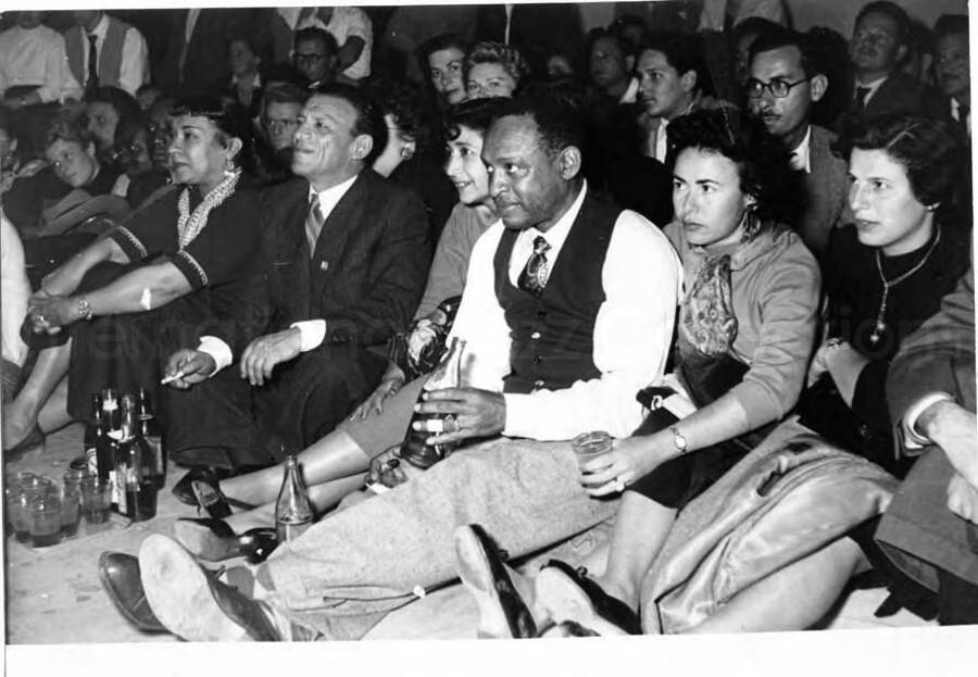 5 x 7 inch photograph. Gladys and Lionel Hampton with band in Israel