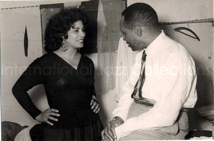 4 1/2 x 6 1/2 inch photograph. Lionel Hampton with unidentified woman in Israel