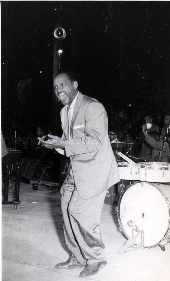 5 x 8 inch photograph. Lionel Hampton performing with band in Israel