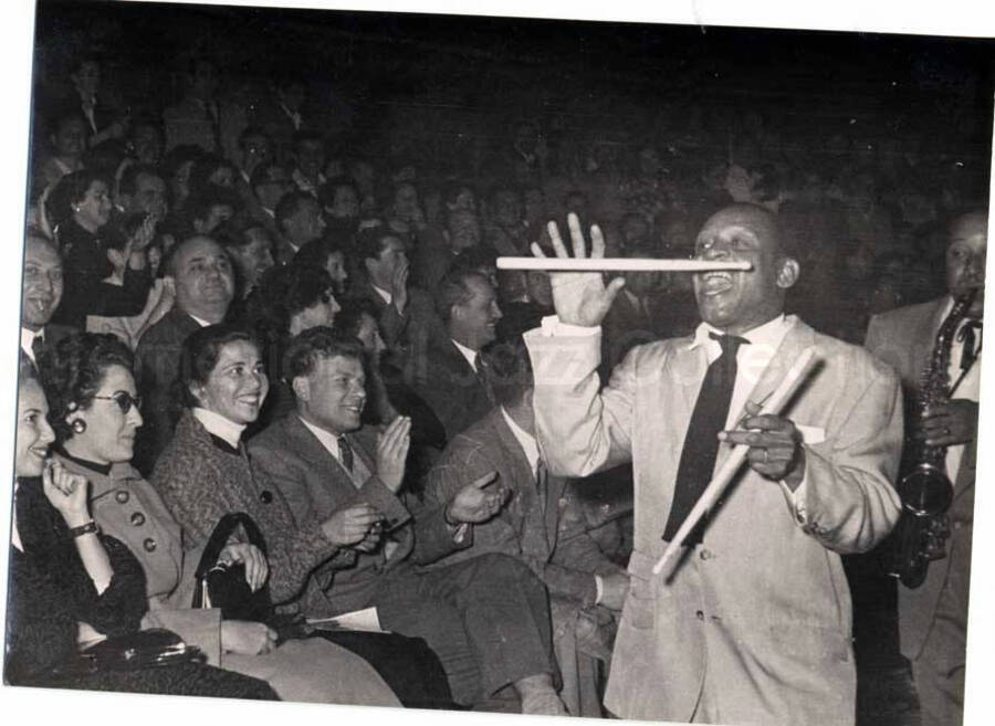 4 1/2 x 6 inch photograph. Lionel Hampton performing with band in Israel