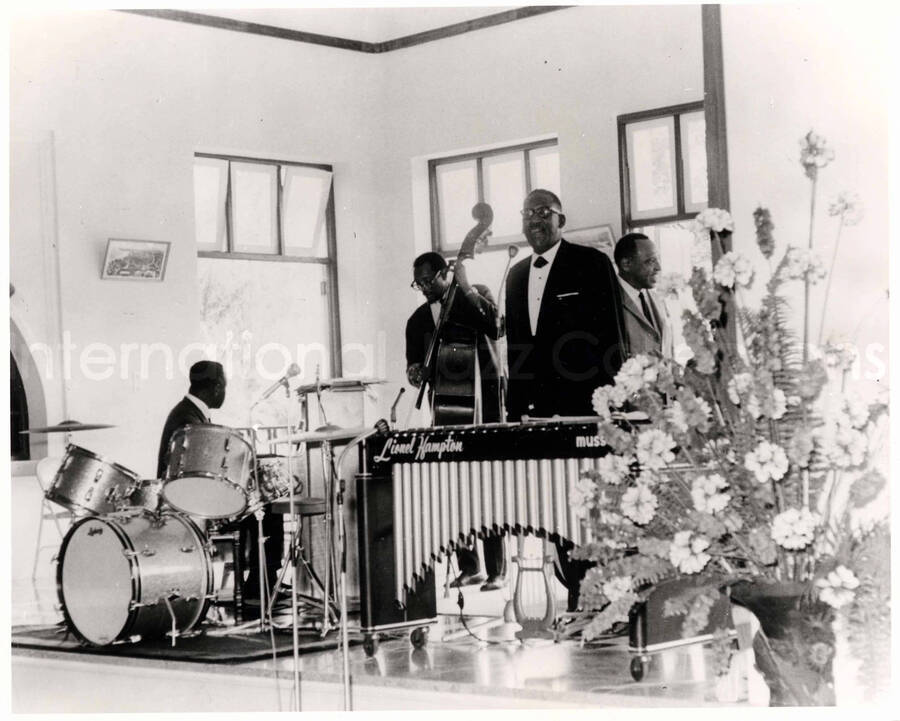 8 x 10 inch photograph. Lionel Hampton with band in Thailand