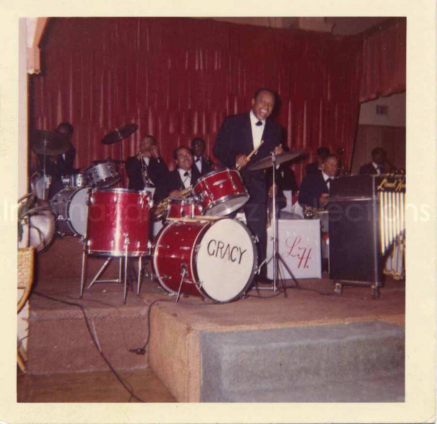 3 1/2 x 3 1/2 inch photograph. Lionel Hampton's band [in Japan]