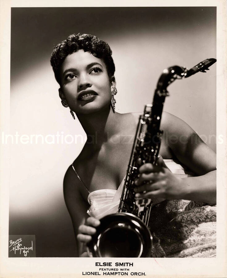 10 x 8 inch promotional photograph. Elsie Smith. Inscription on the bottom of the photograph reads: Elsie Smith featured with Lionel Hampton Orch.