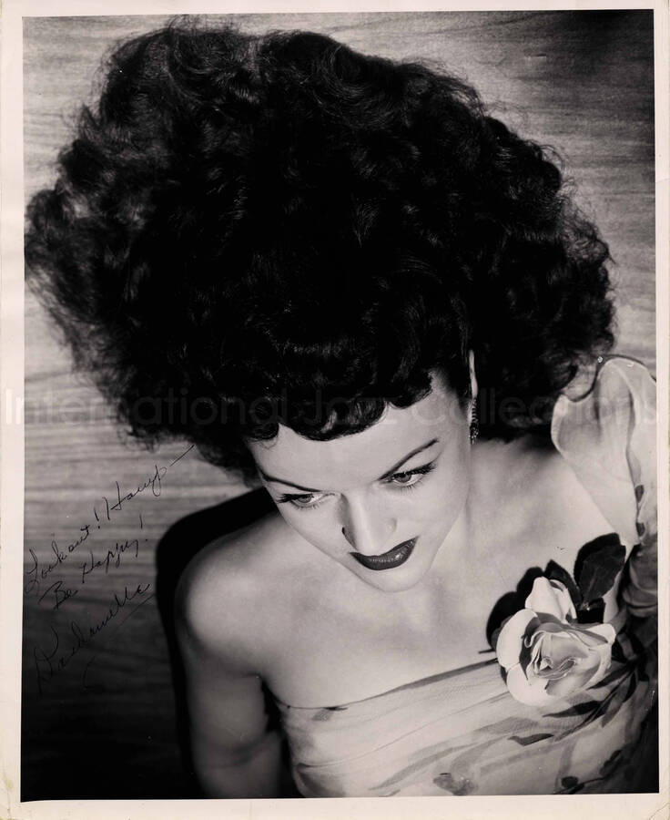 10 x 8 inch photograph. Unidentified woman. This photograph is dedicated to Lionel Hampton
