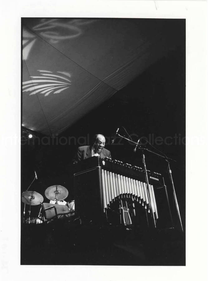 9 1/2 x 7 inch photograph. Lionel Hampton playing the vibraphone. [Paris, France?]