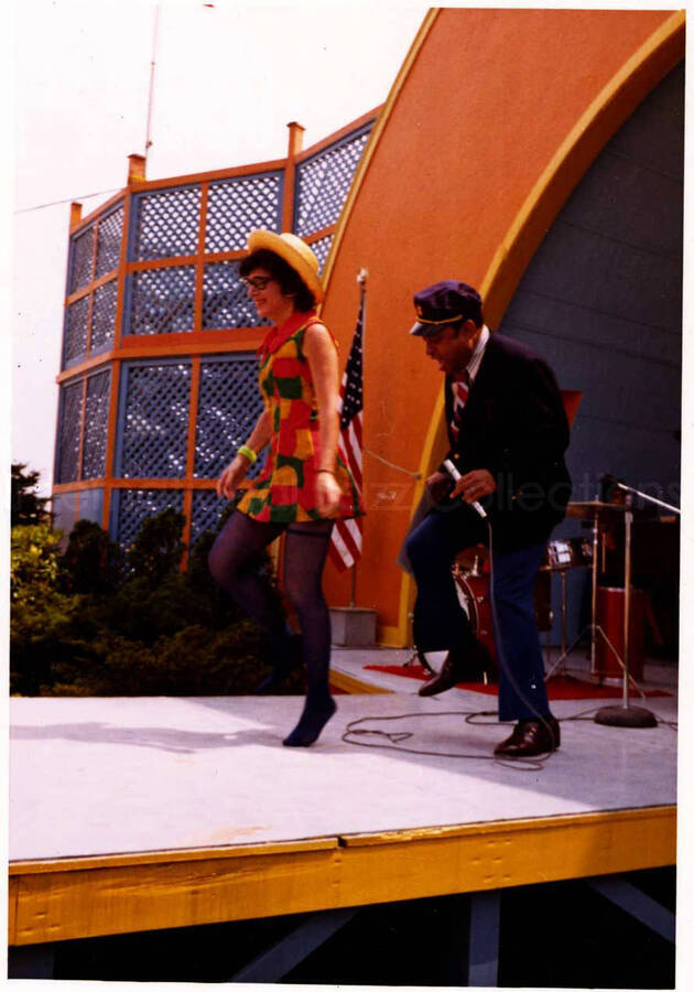 5 x 3 1/2 inch photograph. Lionel Hampton and band at an outdoor concert