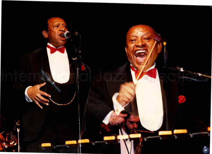 5 x 7 inch photograph. Double exposure photo of Lionel Hampton