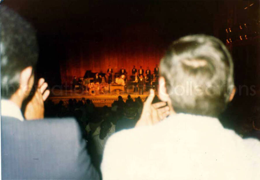 3 1/2 x 5 inch photograph. A standing ovation for Hampton after two and a half hours at Delgado Opera House Guadalajara [Jalisco, Mexico]