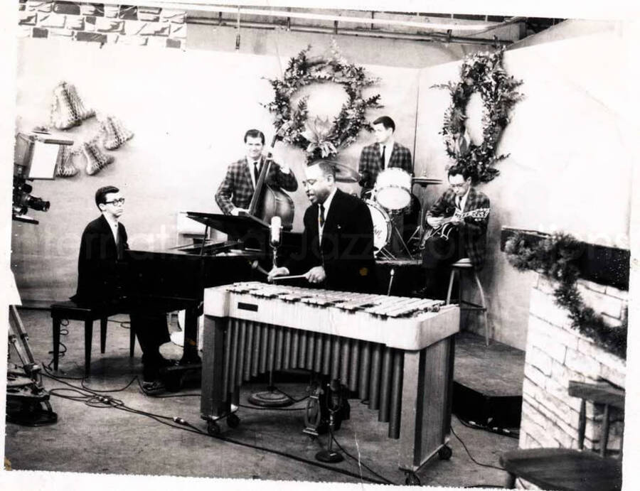 3 x 4 inch Polaroid photograph. Lionel Hampton playing the vibraphone