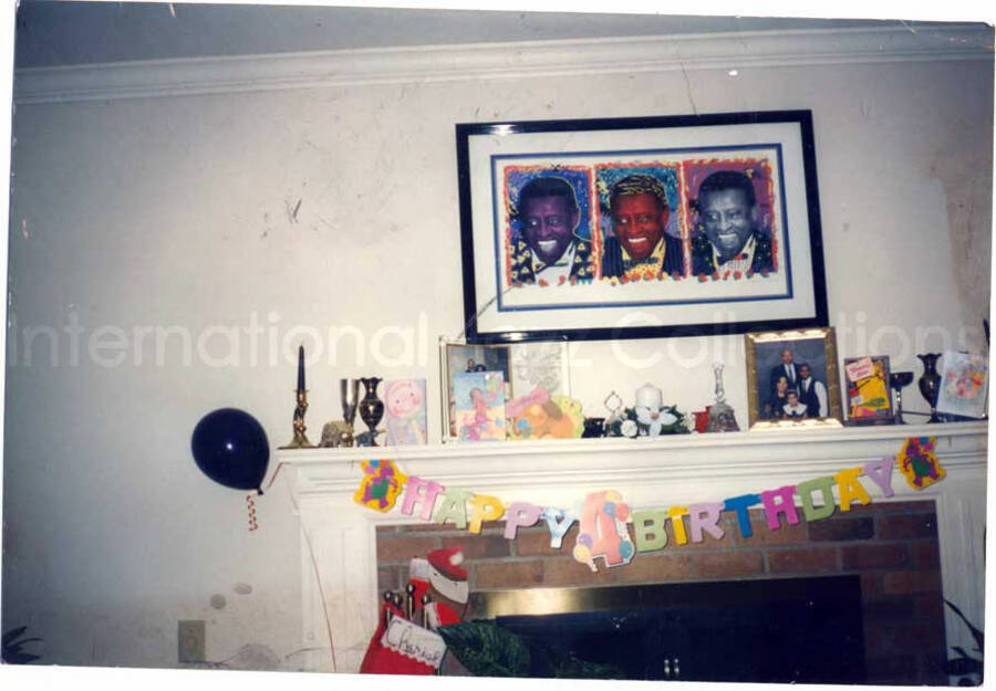3 1/2 x 5 inch photograph. Lionel Hampton's picture above a fireplace