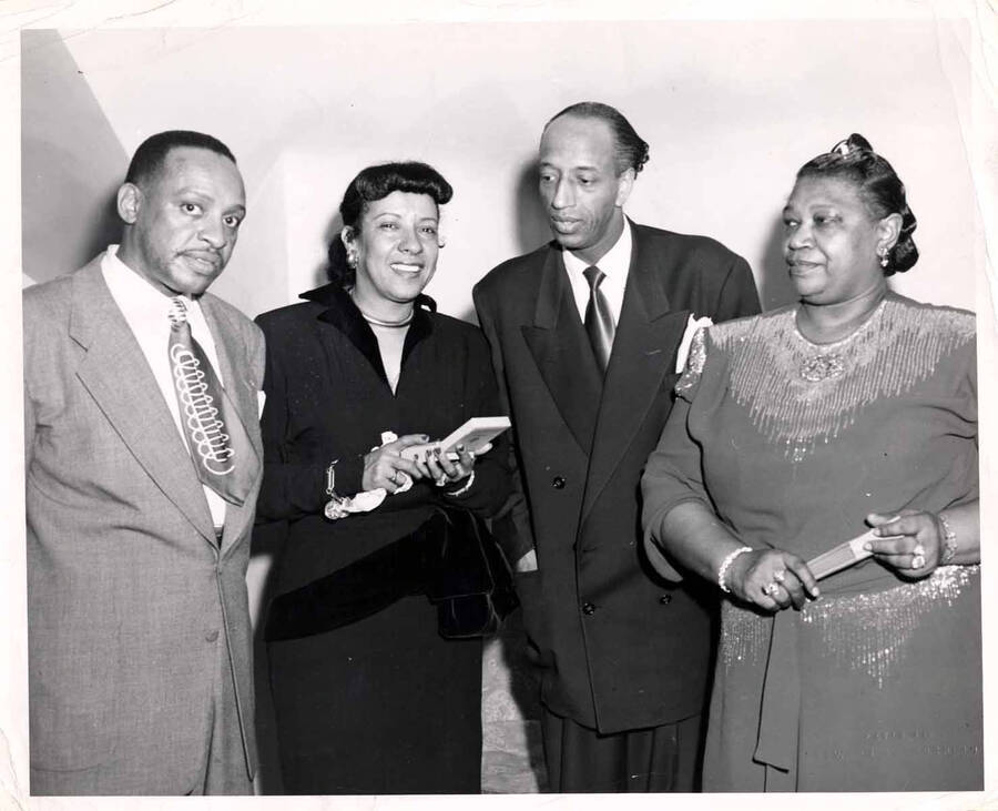 8 x 10 inch photograph. Lionel and Gladys Hampton with Prophet Jones and unidentified woman