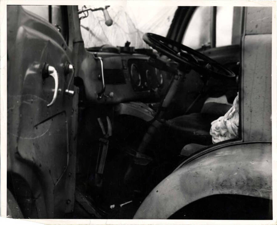 8 x 10 inch photograph. Driver's side shot of the interior of a vehicle
