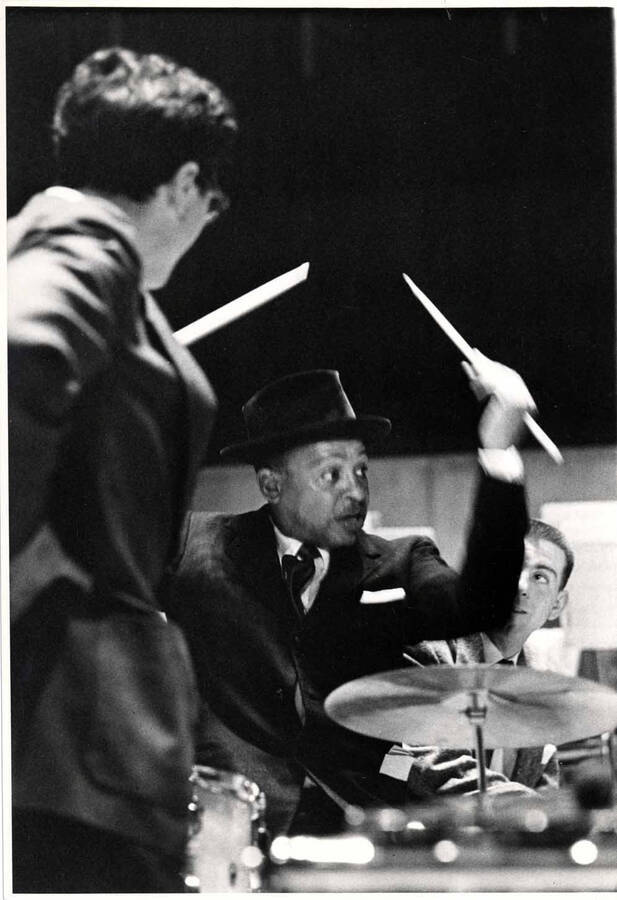 10 x 7 inch photograph. Lionel Hampton on drums