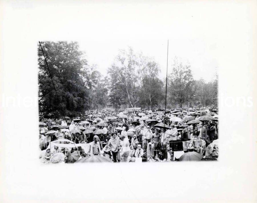 8 x 10 inch photograph. A crowd, apparently gathered for an outdoor concert