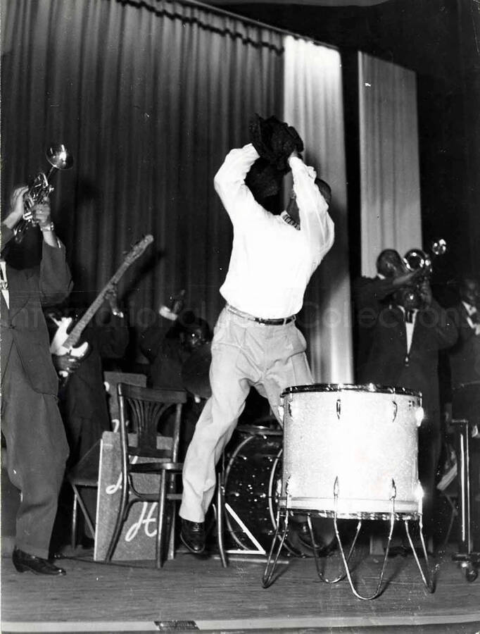 9 1/2 x 7 inch photograph. Lionel Hampton's band performing