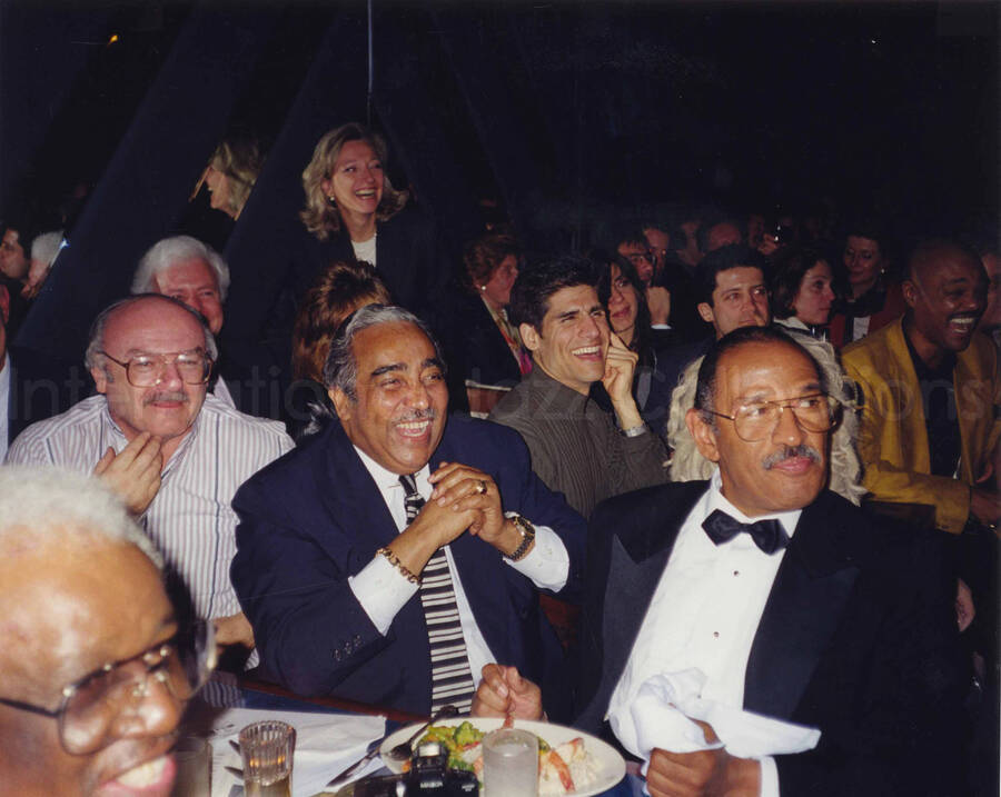8 x 10 inch photograph. John Conyers, Jr. and Charles Bernard Rangel. Lionel Hampton's 90th birthday at the Blue Note in New York